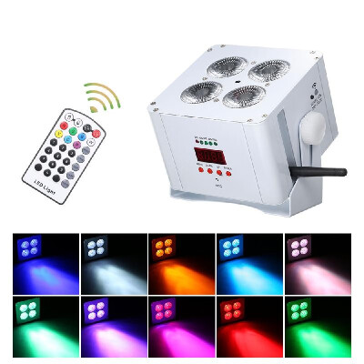 

75W AC100-250V 4pcs 6 in 1 LEDs Stage Light RGBWAP Mixing Color 610 Channels Built-in 24G Wireless DMX512 Receiver&Rechargea