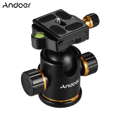 

Andoer Aluminium Alloy Panoramic Tripod Ball Head Ballhead Mount Adapter 360° Rotating with Quick Release Plate 3kg66lbs Load Ca