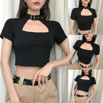

Starmoon Women Strappy Short Sleeve Solid Color Top Fashion T Shirt Ladies Blouse