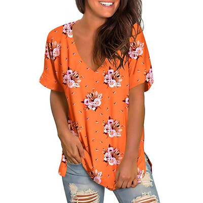 

Starmoon Women Summer V Neck Short Sleeve Shirt Casual Tunic Tops Blouse