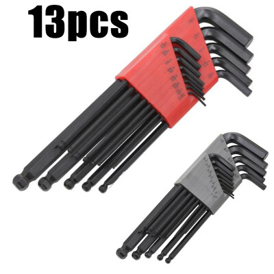 

13pcs Hex Keys Chrome Vanadium Steel  Wrench Long Ball End With Cutter Holder