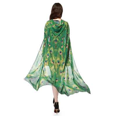 

New Hot Halloween Fairy Wings Chiffon Cloak Fun Print Pattern Cloak for Stage Show Festive Party Decorative