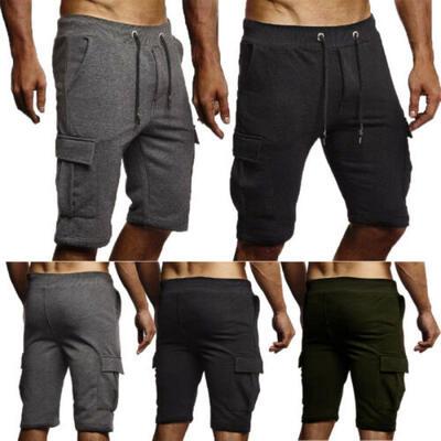 

Mens Cargo Shorts Pants Casual Summer Beach Sport Gym Trousers Plain Elastic