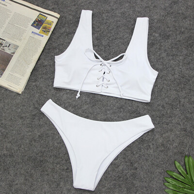 

Roseonmyhand Womens Two Piece Solid Baddage Sexy Split Swimsuit Bikini Swimsuit Beachwear