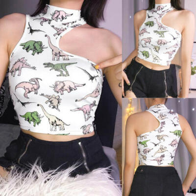 

2019 Women Sexy Casual Sleeveless Animal Print Tank Top Crop Vest Blouse T-Shirt