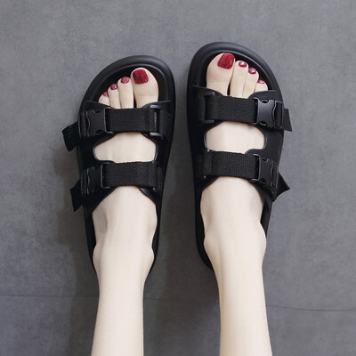 

Slippers women fashion wear 2019 summer new online celebrity muffin thick bottom leisure lazy slippers word drag