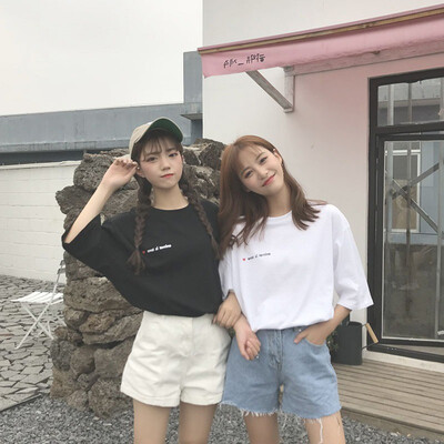 

Womens Round Neck Letter Print Half Sleeve T-Shirt