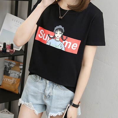 

Short-sleeved t-shirt female summer dress new female wild loose cartoon half-sleeved shirt t-shirt