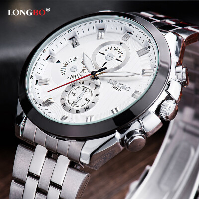 

Genuine high-grade three-eye six-needle steel belt sports casual fashion quartz mens watch 8650