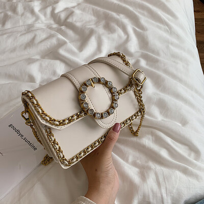 

Summer texture small bag Japanese&Korean hundred chain bag woman 2019 new fashion leisure one shoulder slanted bag