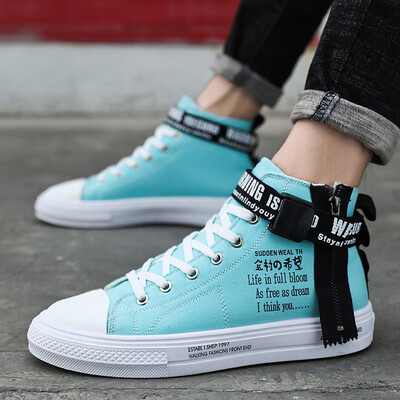 

Mens Shoes Autumn Korean version of high-top canvas sneakers casual studentsblack tide shoes