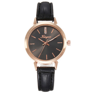 

RM Fashion Simple Without Digital Scale Rose Gold Shell Belt Quartz Female Watch