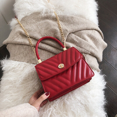

Qiao Bani 2019 new European&American style fashion simple embroidery thread lock flip cover bag shoulder diagonal cross tide handbag