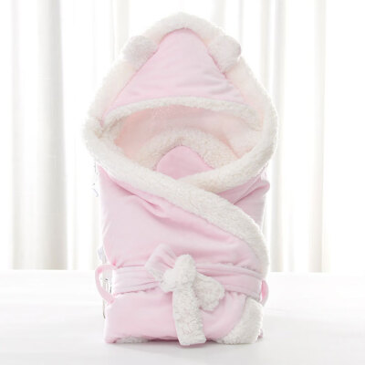 

2019 Winter Soft Newborns Swaddle Wrap Baby Sleeping Bag Infant Envelope Baby Hooded Solid Stroller Sleeping Bag Kids Blanket