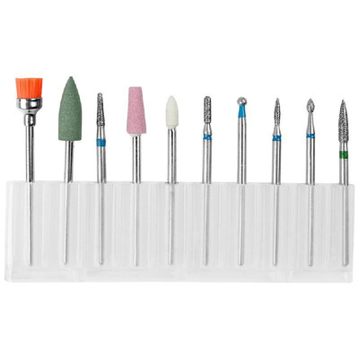 

10pcs Diamond Nail Drill Bits Set Electric Machine Rotate Cuticle Cleaning Bur Polishing Tools