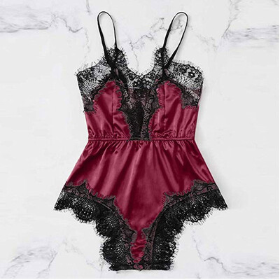 

Sexy Women Faux Silk Lace Sleepwear Lingerie Nightwear Shorts Romper Pyjamas