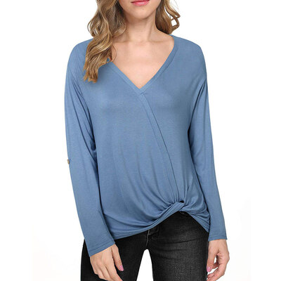 

Women Autumn Fashion Casual Large Size Long Sleeve V Collar T-shirts