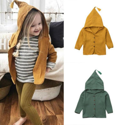 

Toddler Kids Baby Boys Girl Cotton Cardigan Hooded Casual Tops Outerwear Outfits