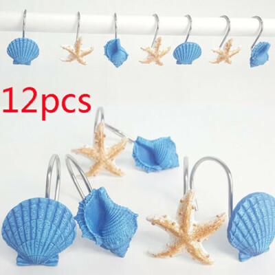 

〖Follure〗12Pcs Bathroom Decorative Seashell Shower Curtain Hooks Window Hangings Holder