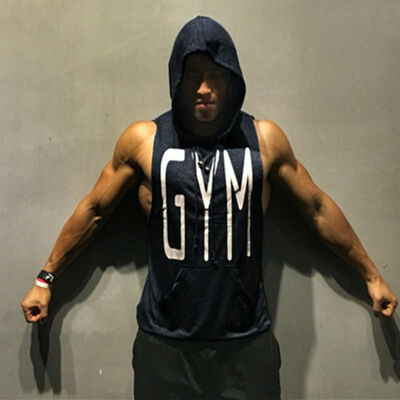 

Men Gym Clothing Bodybuilding Stringer Hoodie Tank Top Muscle hooded Shirt
