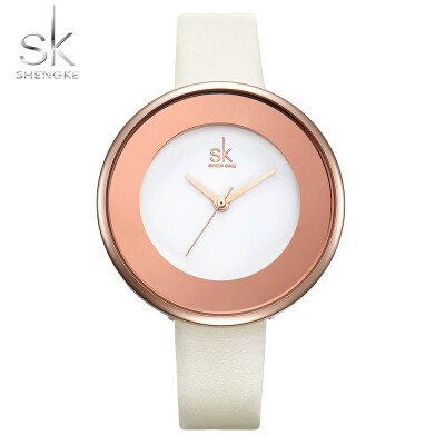 

Shengke Brand Women Luxury Watches Female White Leather Wristwatch Mixmatch Dress Quartz Clock Ultra Thin Relogio Feminino 2019