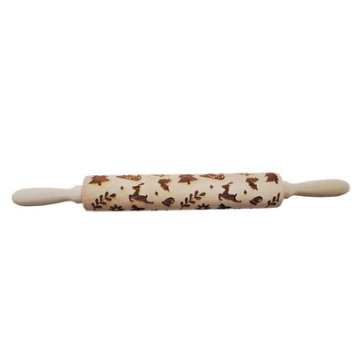 

〖Follure〗Rolling Pin Engraved Carved Wood Embossed Rolling Pin Kitchen Tool