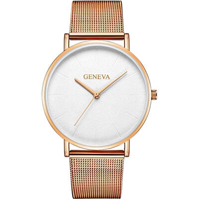 

GENEVA mesh band mens watch new design minimalist male clock stainless steel quartz wristwatch luxury business black watches