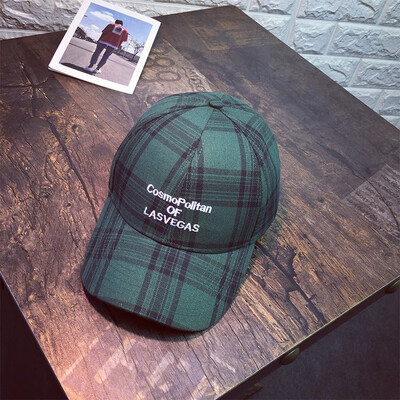 

Korean female real shot retro Cap Joker baseball cap spring&summer new fashion letters embroidered Plaid Hat