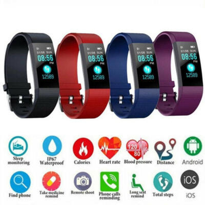

Smart Bluetooth Watch Fitness Tracker Bracelet Band For iPhone Sports 115plus US