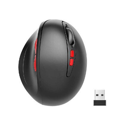 

HXSJ T33 24GHz Vertical Wireless Mouse 7 Keys 2400DPI Mice Wireless Ergonomics Mouse for PC LaptopBlack