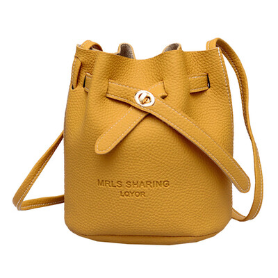 

Women Small Bucket Bag Vintage Messenger Shoulder Bags Female Synthetic Leather Drawstring Crossbody Bag Purses Sac T20
