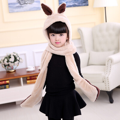 

Autumn&winter new childrens scarf cartoon plush embroidery multi-function hat scarf warm shawl men&women baby Wai