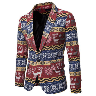 

Mens Slim Fit Stylish Smart Floral Casual One Button Blazer Coat Suit Jacket
