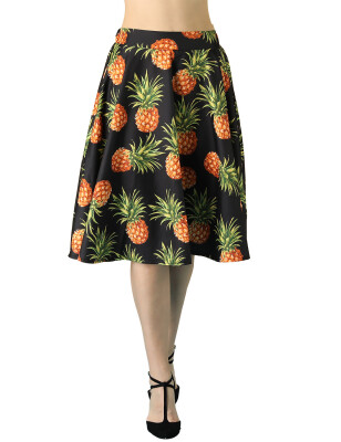 

Womens Vintage Pleated A-line Floral Avocado Unicorn Sloth Midi Skirt