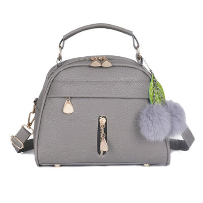 

Pure Color Leaf Hair Ball Decor Shoulder Handbags Women Small Crossbody Bag