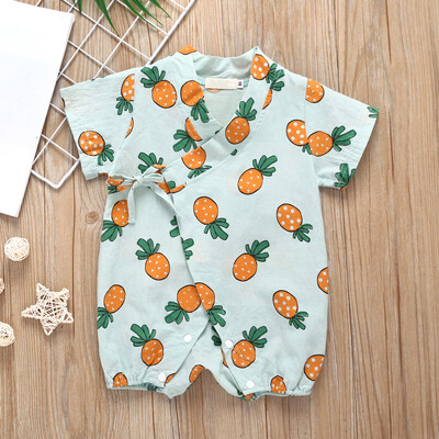 

Toddler Baby Kids Girls Boys Sleeveless Ribbons Print Romper Sunsuit Bodysuit