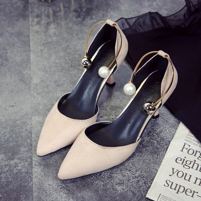 

Shoes womens spring retro pearl fine&small fresh French high-heeled shoes