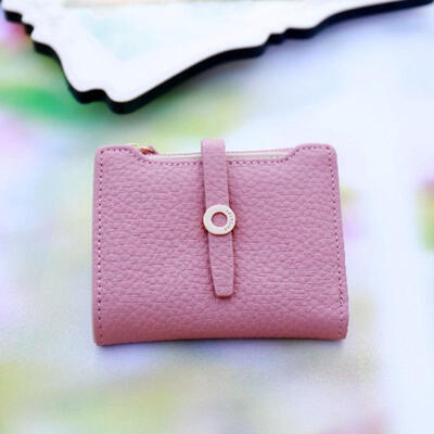 

Portable Lichee Pattern PU Leather Short Wallet For Women Hasp Wallet Purse With Card Holder For Girls