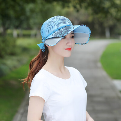 

Hat Female Summer Ultraviolet-proof Outdoor Large Rim Shade Retractable Sun Cap Lady Riding Sunscreen Sun Cap N