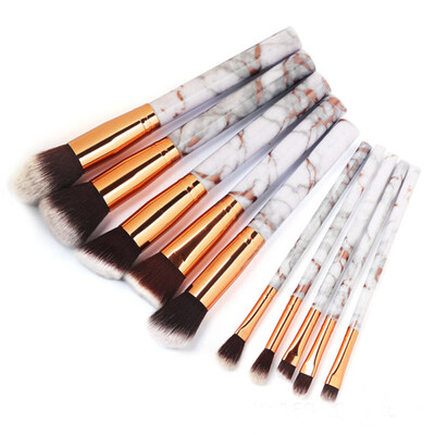 

10Pcs Marbling Handle Makeup Brush Set Foundation Blush Eyeshadow Cosmetic Tool