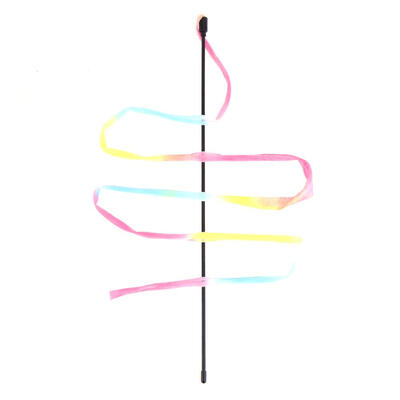 

Pet Cat Toys Rainbow Cloth Stripe Tease Cats Rod Teaser Toy cat stick