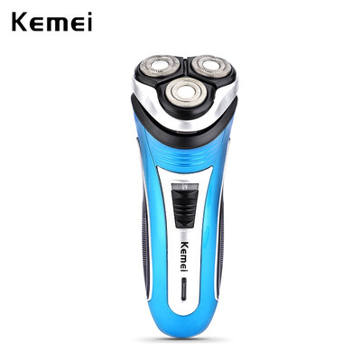 

Kemei 3 blades electric shaver razor men professional Rechargeable beard shaving machine electric beard trimmer with 4 plugs