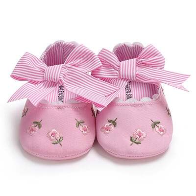 

2018Embroidered princess shoes for toddler baby girls 2018 Spring autumn big bow soft sole High Quality shoes baby girlA
