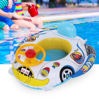 

Greensen Cute Cartoon Car Shape Baby Swim Ring Kids Inflatable Swimming Ring Boat with Pump