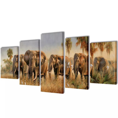 

Canvas Wall Print Set Elephants 39" x 20