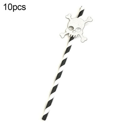 

10Pcs Skull Bat Spider Disposable Paper Drinking Straw Halloween Party Decor