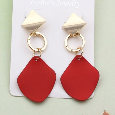 

EK781 Korean Styles Rhombus Sequin Hanging Earrings for Women Geometric Metal Square Dangle Earring Jewelry Punk Christmas Gift