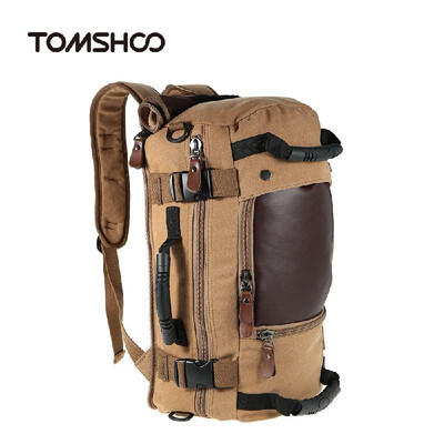 

TOMSHOO Large Capacity Multifunction Canvas Backpack Shoulder Bag Travel Bag Outdoor Mountaineering Hiking Camping Leisure Rucksac