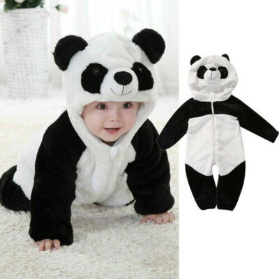 

Newborn Baby Boy Girl Panda Flannel Romper Jumpsuit Outfits Warm Clothes Winter
