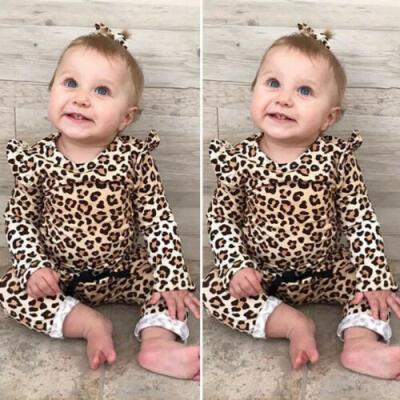 

Leopard Infant Baby Girl Cotton Long Sleeve T-Shirt Tops Trousers Pants Clothes